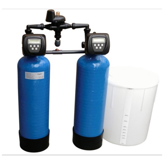 18" x 65", 125L Duplex Water Softener, Clack WS1.25CI Digital Metered Controller, 1.25" , 7.7 m³/hr